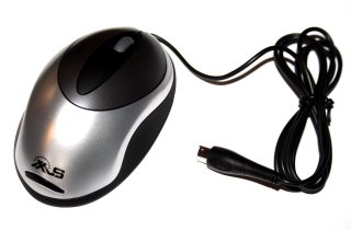 optische 3 Tasten-Maus mit Scrollrad PS/2  AXUS IX-102 kabelgebunden, schwarz/silber (bulk)