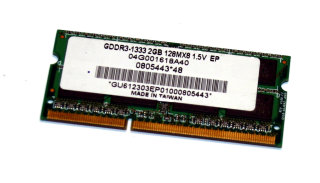 2 GB DDR3 RAM 204-pin SO-DIMM PC3-10600S  Unifosa GU612303EP0100