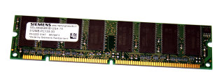 512 MB SD-RAM 168-pin PC-133U non-ECC CL3  Siemens SSU06464B3B12SA-75