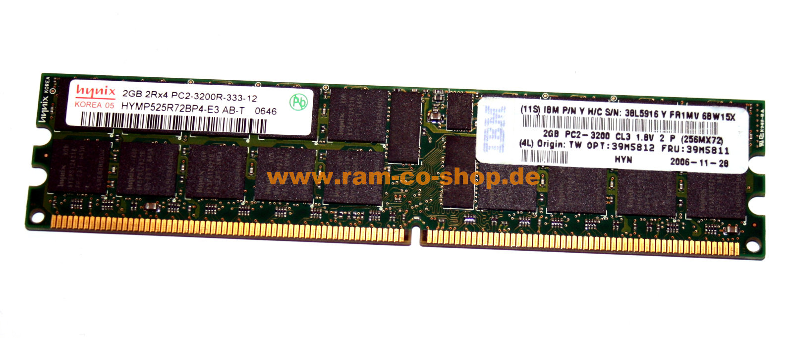 38L5916 2GB  DDR2 PC2-3200R-333 2Rx4 ECC Registered IBM Server memory 