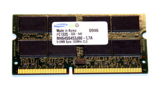 512 MB SO-DIMM 144-pin PC-133 SD-RAM Laptop-Memory  Samsung M464S6453J60-L7A