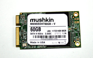 60 GB mSATA mini PCI-E SSD Modul (SATA-III  6GB/s)  Mushkin Atlas Value MKNSSDAT60GB-V