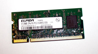 512 MB DDR2-RAM 200-pin SO-DIMM 2Rx16 PC2-5300S   Elpida EBE52UD6AHSA-6E-E