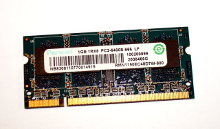 512 MB DDR2 RAM 200-pin SO-DIMM 1Rx8 PC2-6400S  Ramaxel RMN1150EC48D7W-800
