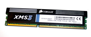 4 GB DDR3-RAM PC3-10600U non-ECC XMS3-Memory  Corsair CMX4GX3M1A1333C9  1.5V ver5.12
