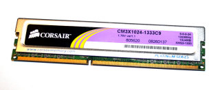 1 GB DDR3-RAM 240-pin PC3-10600U non-ECC XMS3 Platinum Series Corsair CM3X1024-1333C9  1.7V ver1.1