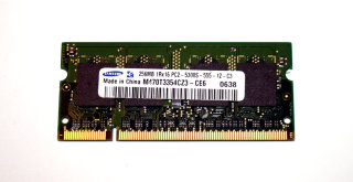 256 MB DDR2 RAM 200-pin SO-DIMM 1Rx16 PC2-5300S  Samsung M470T3354CZ3-CE6