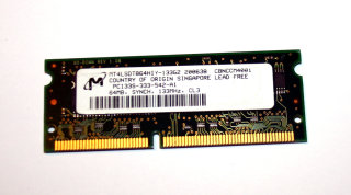 64 MB SO-DIMM 144-pin PC-133 SD-RAM  CL3  Micron MT4LSDT864HIY-133G2
