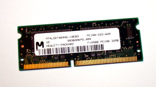 64 MB SO-DIMM 144-pin SD-RAM PC-100  CL2  Micron MT4LSDT864HG-10EB3