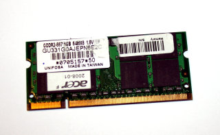 1 GB DDR2-RAM 200-pin SO-DIMM PC2-5300S 64Mx8 1.8V  Unifosa GU331G0AJEPN6E2C
