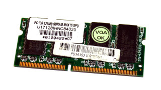 128 MB SO-DIMM 144-pin SD-RAM PC-100  Laptop-Memory  Unifosa U17128IHNC84020