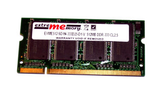 512 MB DDR RAM 200-pin SO-DIMM PC-2700S   extrememory EXME512-SD1N-333D25-D1-V