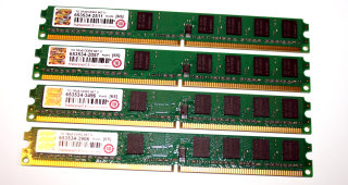 4 GB DDR-RAM Kit (4 x 1GB) PC2-5300U nonECC   Transcend   Low-Profil