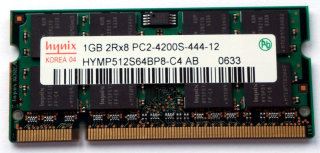 1 GB DDR2 RAM 200-pin SO-DIMM 2Rx8 PC2-4200S    Hynix HYMP512S64BP8-C4 AB