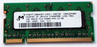 1 GB DDR2-RAM 2Rx16 PC2-4200S Micron MT8HTF12864HDY-53EE1