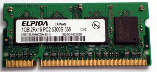 1 GB DDR2 RAM 2Rx16 PC2-5300S Laptop-Memory  Elpida EBE11UE6ACSA-6E-E