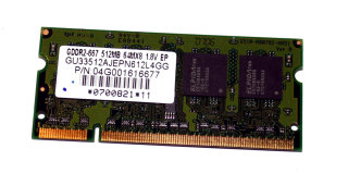 512 MB DDR2-RAM 200-pin SO-DIMM PC2-5300S GDDR2-667  Unifosa GU33512AJEPN612L4GG