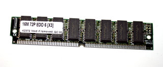 16 MB EDO-RAM  non-Parity 60 ns 72-pin PS/2  Chips:8x Nanya NT511740C5J-60S