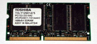 128 MB SO-DIMM 144-pin SD-RAM PC-133  Toshiba THLY12N01A75