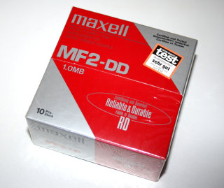 3,5" (3.5 Zoll) DD-Disketten (10 Stück) DS,DD Floppydisks, 1 MB unformatiert,  Maxell MF2-2DD   Neu und versiegelt