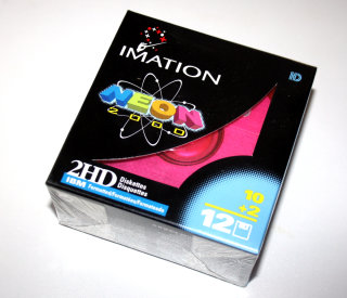 3,5" (3.5 Zoll) HD-Disketten (12 Stück) DS,HD  1,44 MB Floppydisk 3M Imation Neon 2000 2HD   Neu und versiegelt
