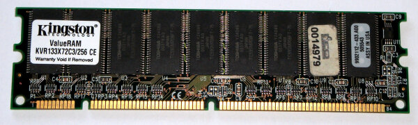 256 MB SD-RAM 168-pin PC-133 ECC-Memory  Kingston KVR133X72C3/256 double-sided