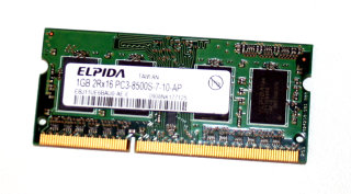 1 GB DDR3-RAM 2Rx16 SO-DIMM PC3-8500S  Elpida EBJ11UE6BAU0-AE-E