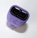 USB zu PS/2  Adapter / USB Buchse auf PS2 Stecker (für USB-Tastatur an PS/2 Mainboardbuchse)   violett