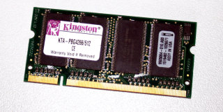 512 MB DDR-RAM 200-pin SO-DIMM PC-2100S CL2   Kingston KTA-PBG4266/512