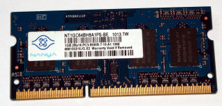 1 GB DDR3 RAM 204-pin SO-DIMM 2Rx16 PC3-8500S  Nanya NT1GC64BH8A1PS-BE