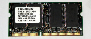 128 MB SO-DIMM 144-pin SD-RAM PC-100  Laptop-Memory   Toshiba THLY12N01A80
