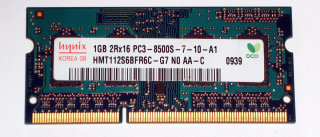 1 GB DDR3-RAM 204-pin SO-DIMM 2Rx16 PC3-8500S  Hynix HMT112S6BFR6C-G7 N0 AA-C