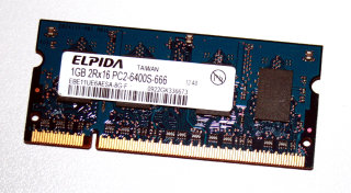 1 GB DDR2 RAM 200-pin SO-DIMM 2Rx16 PC2-6400S  Elpida EBE11UE6AESA-8G-F