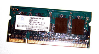 256 MB DDR2-RAM 200-pin SO-DIMM 1Rx16  PC2-5300S  Nanya NT256T64UH4A1FN-3C