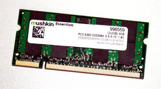 2 GB DDR2 RAM (1x2GB) 200-pin SO-DIMM PC2-5300S CL5  Mushkin Essentials 996559