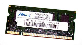 1 GB DDR2-RAM 200-pin SO-DIMM PC2-5300S   ASint SSY2128M8-J6EHE