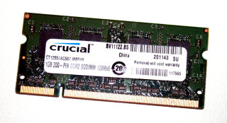 1 GB DDR2-RAM 200-pin SO-DIMM PC2-5300S   Crucial CT12864AC667.M8FH8