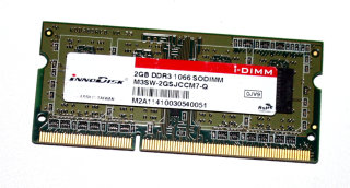 2 GB DDR3 RAM 204-pin SO-DIMM PC3-8500S  InnoDisk M3SW-2GSJCCM7-Q