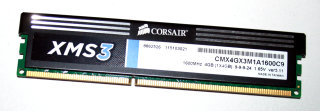 4 GB DDR3-RAM 240-pin PC3-12800U non-ECC CL9  1.65V XMS3-Memory  Corsair CMX4GX3M1A1600C9 ver5.11