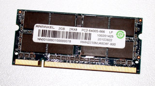 2 GB DDR2 RAM 200-pin SO-DIMM 2Rx8 PC2-6400S  Ramaxel RMN2230MJ48D8F-800