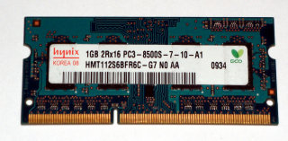 1 GB DDR3-RAM 204-pin 2Rx16 PC3-8500S SO-DIMM  Hynix HMT112S6BFR6C-G7 N0 AA