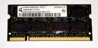 2 GB DDR2-RAM 200-pin SO-DIMM 2Rx8 PC2-5300S  Qimonda HYS64T256020EDL-3S-C2