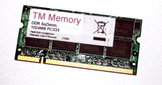 1 GB DDR-RAM 200-pin SO-DIMM PC-2700S TM Temory TMSODR1024M333H