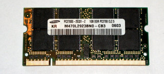 1 GB DDR-RAM 200-pin SO-DIMM PC-2700S   Samsung M470L2923BN0-CB3