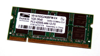 1 GB DDR2 RAM 200-pin SO-DIMM 2Rx8 PC2-4200S  ProMOS V916765G24QBFW-E4
