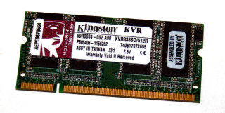 512 MB DDR-RAM 200-pin SO-DIMM PC-2700S Kingston KVR333SO/512R   99R0004