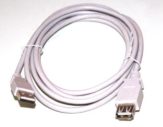 USB 2.0 Kabel Verlängerung, USB A Stecker / USB A Buchse, grau, 1.8m   Neuware