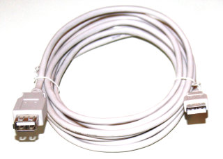 USB 2.0 Kabel Verlängerung, USB A Stecker / USB A Buchse, grau, 3.0m   Neuware