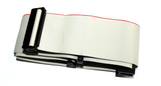 Floppy-Kabel 34-pin für 3,5"- und 5,25"-Diskettenlaufwerke (3x IDC-Buchsenleiste + 1x Card Edge Buchsenleiste) 55cm