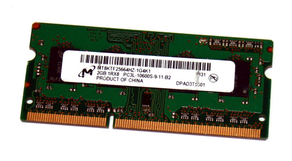 2 GB DDR3-RAM 204-pin SO-DIMM 1Rx8 PC3L-10600S 1.35V Micron MT8KTF25664HZ-1G4K1